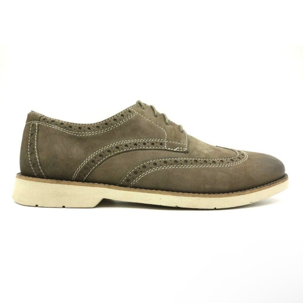 Men’s Bostonian Taupe Grey Leather Lace Up Wingtip Oxfords Shoes Men's size 10 M
